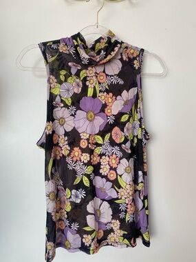 AFRM Floral Mesh Mock Neck Tank Top NWT 💜